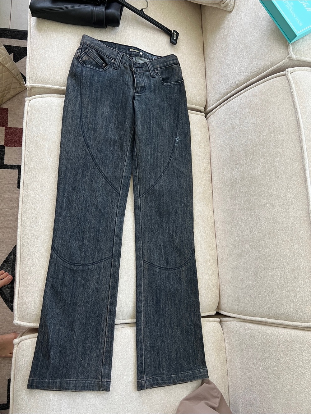 Women's Black Boot Cut Kevlar Reinforced Biker Jeans
